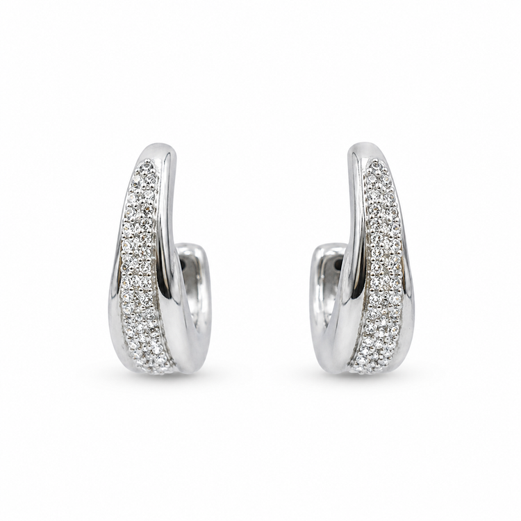 DECO HOOP — ΣΚΟΥΛΑΡΙΚΙΑ ΑΣΗΜΙ 925 ΚΡΙΚΟΙ CHUNKY ΖΙΡΓΚΟΝ PAVÉ ELECTROFORMING