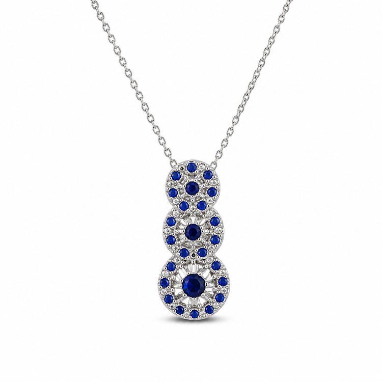 SAPPHIRE LUMIÈRE — ΚΟΛΙΕ ΑΣΗΜΙ 925 PENDANT ΣΤΑΓΟΝΑ ΜΠΛΕ ΖΙΡΓΚΟΝ PAVÉ CLUSTER