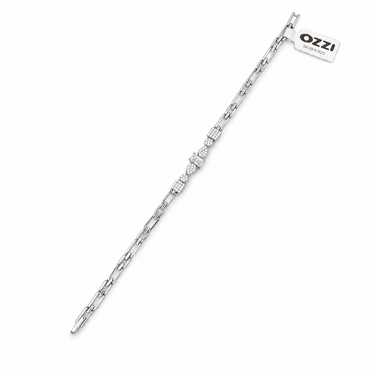 PAPERCLIP ZIRCON — ΒΡΑΧΙΟΛΙ ΑΣΗΜΙ 925 ΑΛΥΣΙΔΑ PAPERCLIP ΖΙΡΓΚΟΝ ΚΕΝΤΡΟ