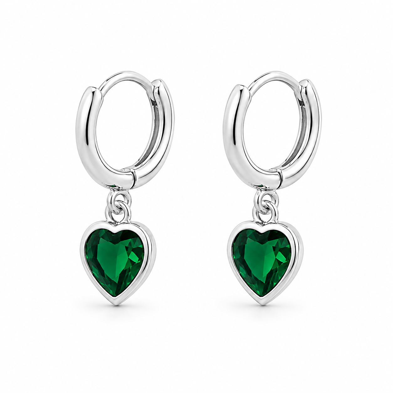 GREEN HEART — ΚΡΙΚΑΚΙΑ ΑΣΗΜΙ 925 ΜΕ ΠΡΑΣΙΝΑ ΚΡΥΣΤΑΛΛΑ ΚΑΡΔΙΑ