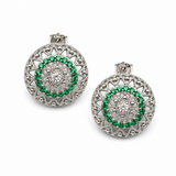 EMERALD MANDALA — ΣΚΟΥΛΑΡΙΚΙΑ ΑΣΗΜΙ 925 ΜΕ ΠΡΑΣΙΝΑ & ΛΕΥΚΑ ΖΙΡΓΚΟΝ