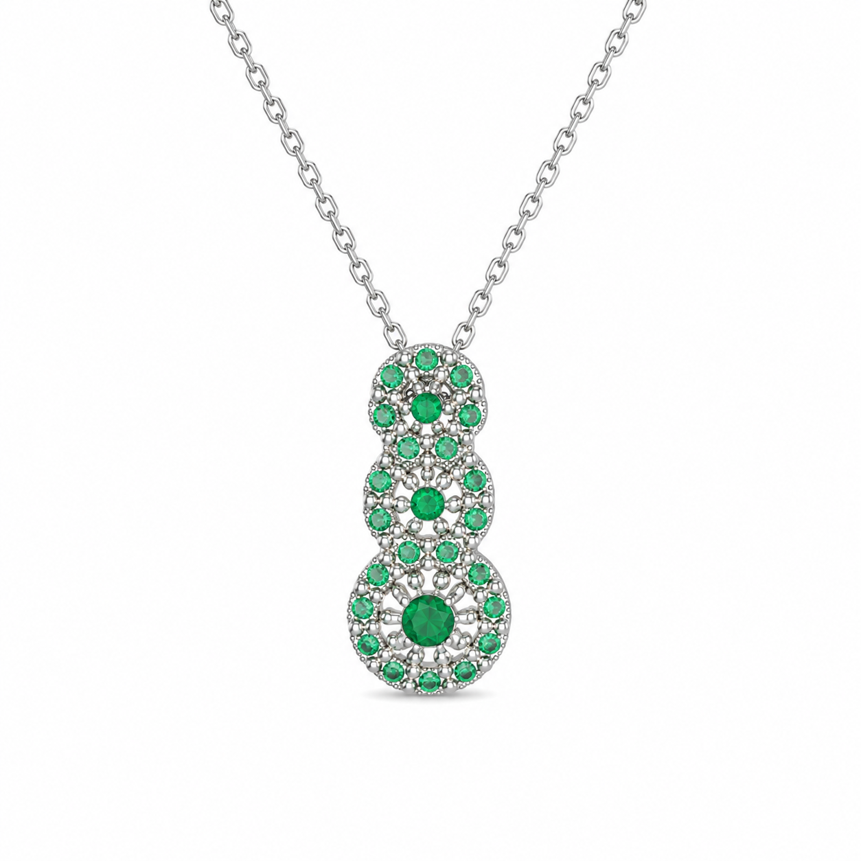 EMERALD CONSTELLATION — ΜΕΝΤΑΓΙΟΝ ΑΣΗΜΙ 925 ΜΕ ΠΡΑΣΙΝΑ ΖΙΡΓΚΟΝ