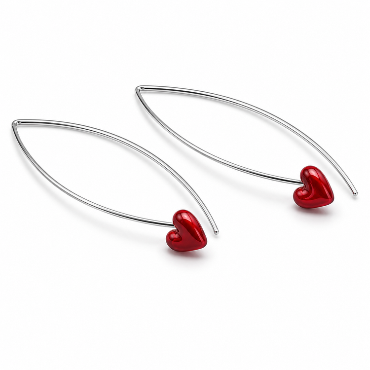 RED HEART WIRE — ΣΚΟΥΛΑΡΙΚΙΑ ΑΣΗΜΙ 925 ΜΕ ΚΟΚΚΙΝΟ ΣΜΑΛΤΟ ΚΑΡΔΙΑ