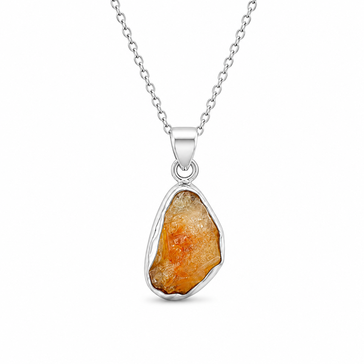 GOLDEN EARTH — ΜΕΝΤΑΓΙΟΝ ΑΣΗΜΙ 925 ΜΕ ΦΥΣΙΚΟ ΑΚΑΤΕΡΓΑΣΤΟ CITRINE