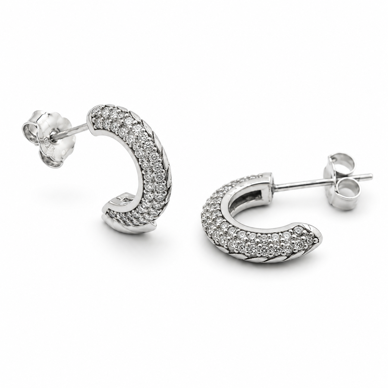 PAVE HALF HOOPS — ΣΚΟΥΛΑΡΙΚΙΑ ΑΣΗΜΙ ΗΜΙΚΡΙΚΟΙ PAVE ΖΙΡΓΚΟΝ