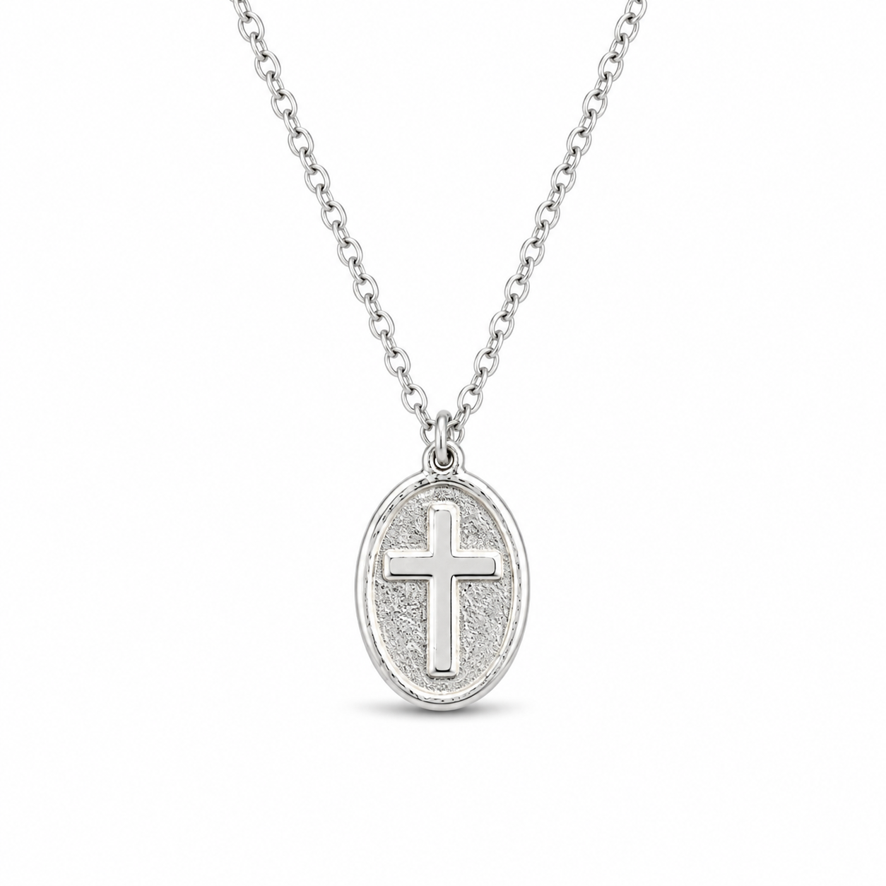 MEDALLION CROSS — ΚΟΛΙΕ ΑΣΗΜΙ 925 PENDANT OVAL MEDALLION ΣΤΑΥΡΟΣ ΣΦΥΡΗΛΑΤΟ