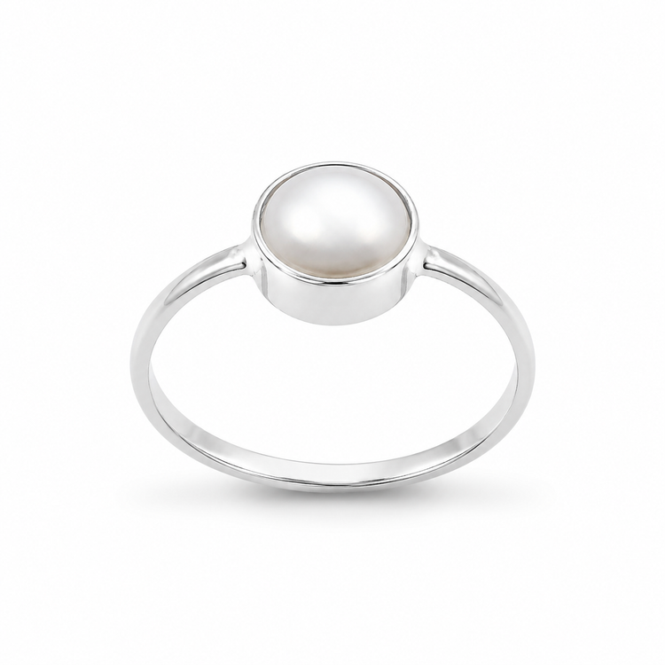 PURE PEARL — ΔΑΧΤΥΛΙΔΙ ΑΣΗΜΙ ΜΟΝΟΠΕΤΡΟ ΜΑΡΓΑΡΙΤΑΡΙ