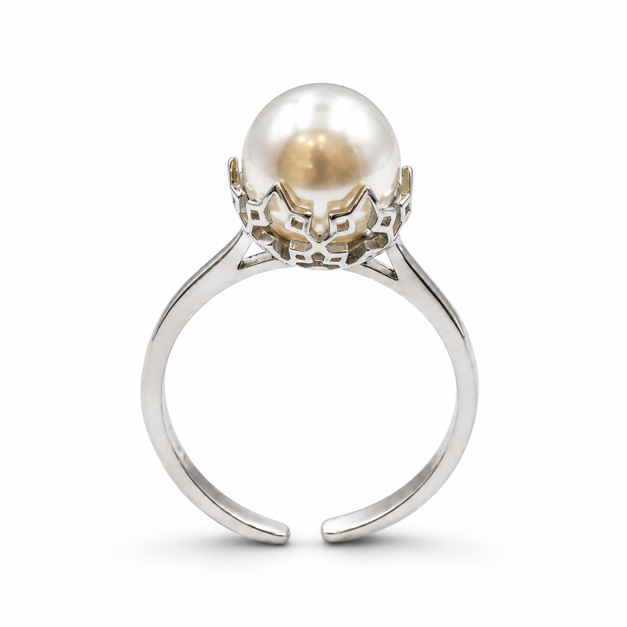 CROWN PEARL — ΔΑΧΤΥΛΙΔΙ ΑΣΗΜΙ ΣΤΕΜΜΑ ΜΑΡΓΑΡΙΤΑΡΙ