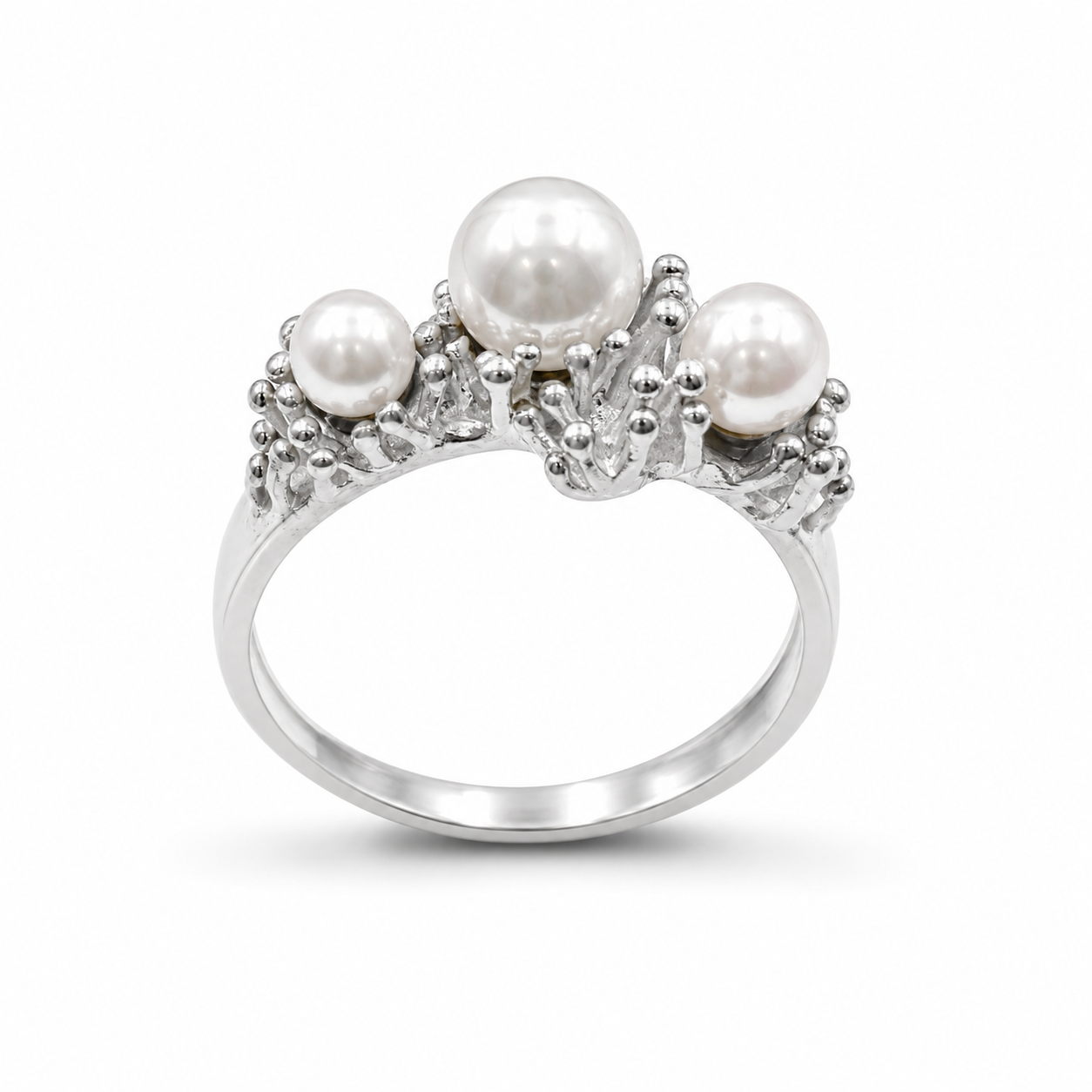 TIARA PEARLS — ΔΑΧΤΥΛΙΔΙ ΑΣΗΜΙ ΤΡΙΑ ΜΑΡΓΑΡΙΤΑΡΙΑ GRANULATION
