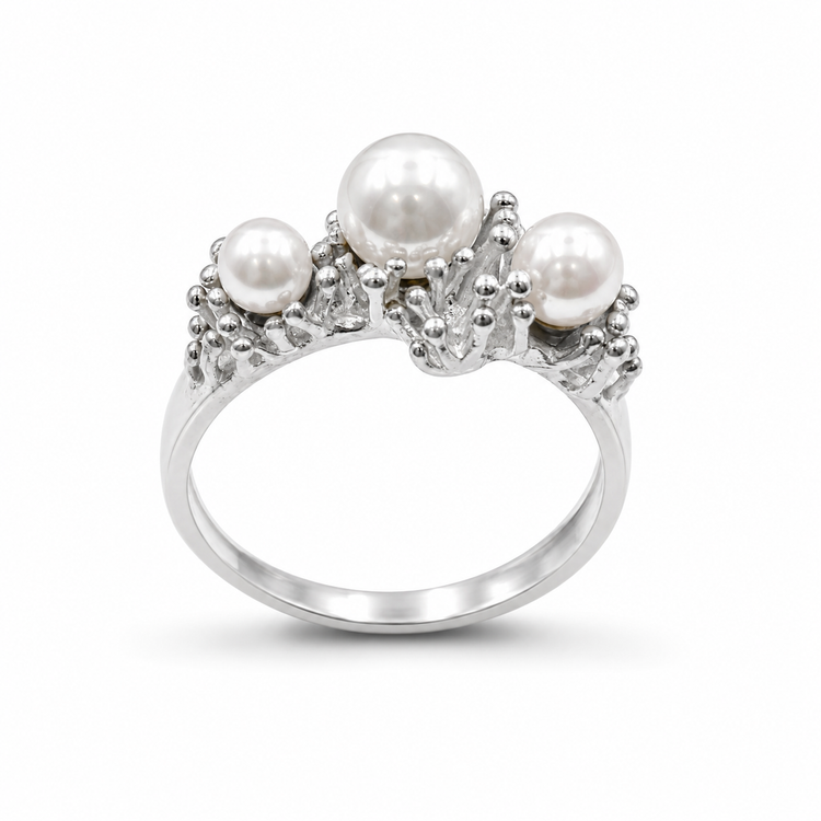 TIARA PEARLS — ΔΑΧΤΥΛΙΔΙ ΑΣΗΜΙ ΤΡΙΑ ΜΑΡΓΑΡΙΤΑΡΙΑ GRANULATION