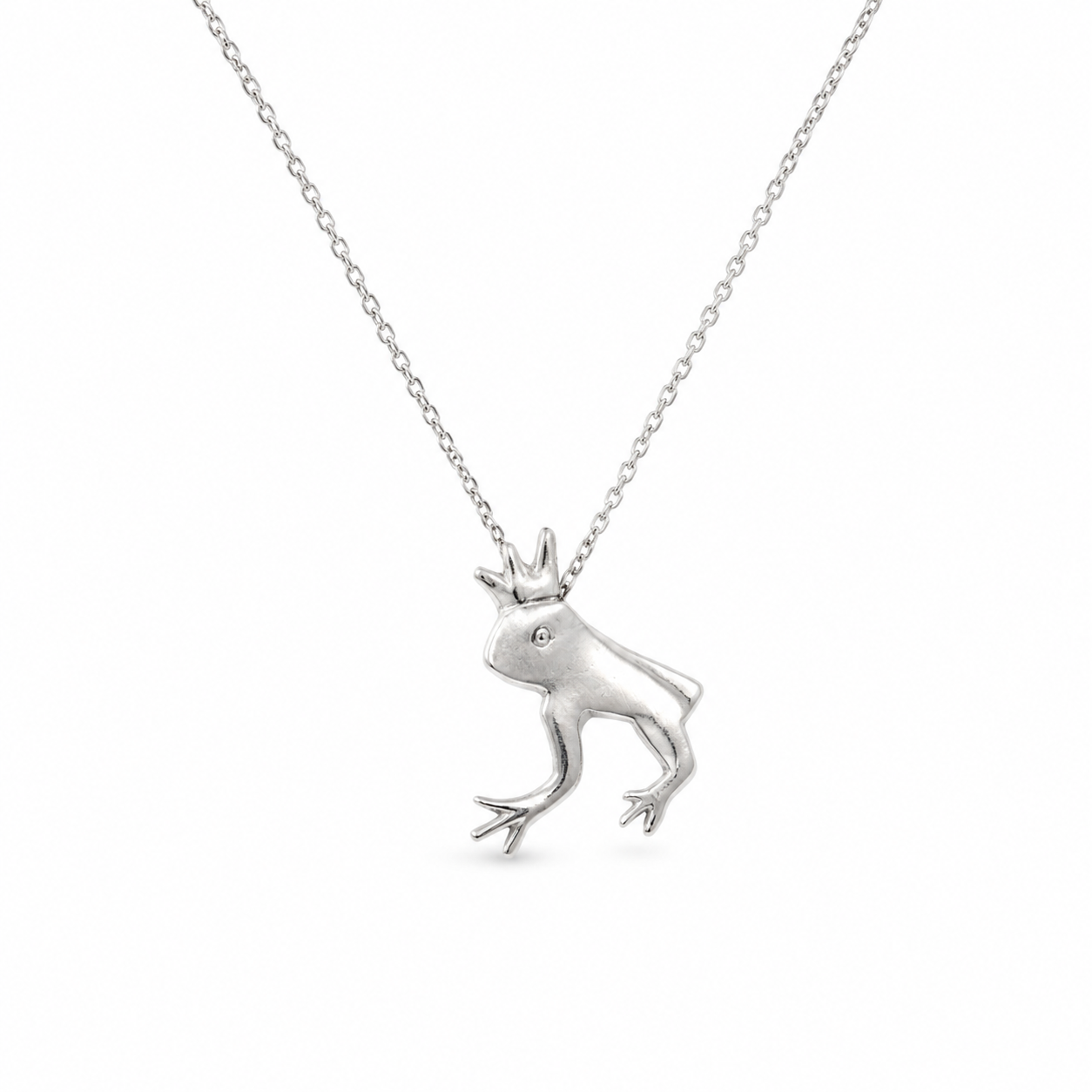 FROG PRINCE — ΚΟΛΙΕ ΒΑΤΡΑΧΟΣ ΑΣΗΜΙ 925 ΜΕ ΣΤΕΜΜΑ