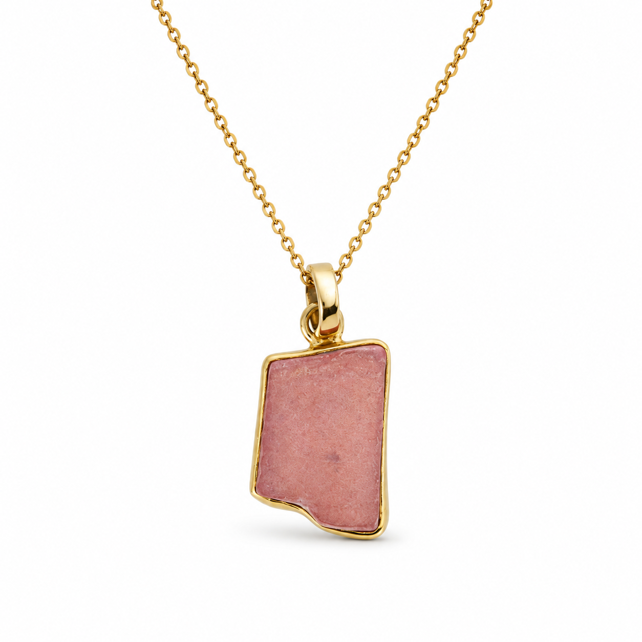 GOLDEN RAW ROSE — ΚΟΛΙΕ ΑΚΑΤΕΡΓΑΣΤΟ ROSE QUARTZ ΕΠΙΧΡΥΣΟ 18Κ