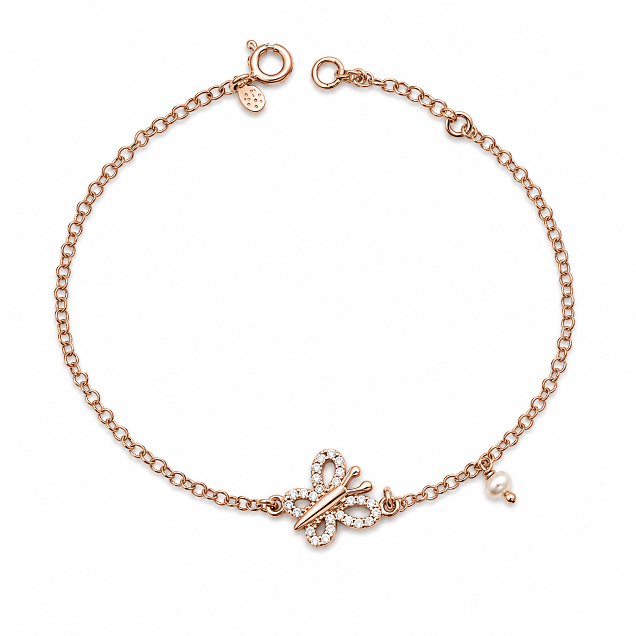 BUTTERFLY PEARL — ΒΡΑΧΙΟΛΙ ΠΕΤΑΛΟΥΔΑ ROSE GOLD ΖΙΡΓΚΟΝ ΚΑΙ ΜΑΡΓΑΡΙΤΑΡΙ
