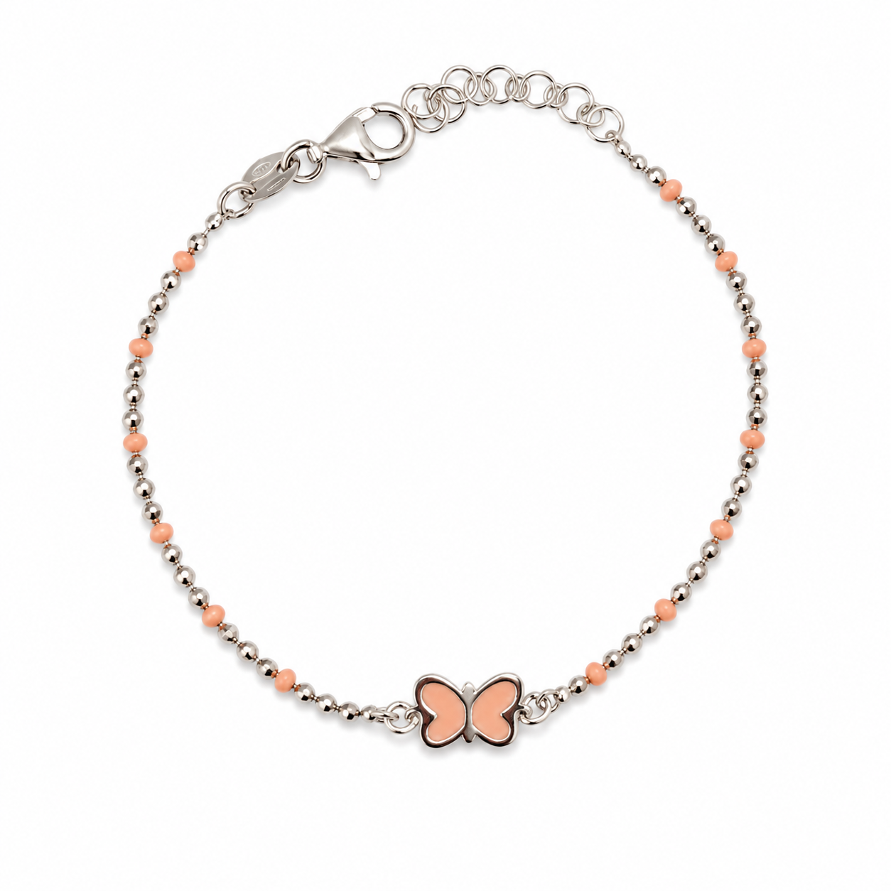 PEACH BUTTERFLY — ΠΑΙΔΙΚΟ ΒΡΑΧΙΟΛΙ ΠΕΤΑΛΟΥΔΑ ΑΣΗΜΙ 925 ΠΟΡΤΟΚΑΛΙ ΣΜΑΛΤΟ