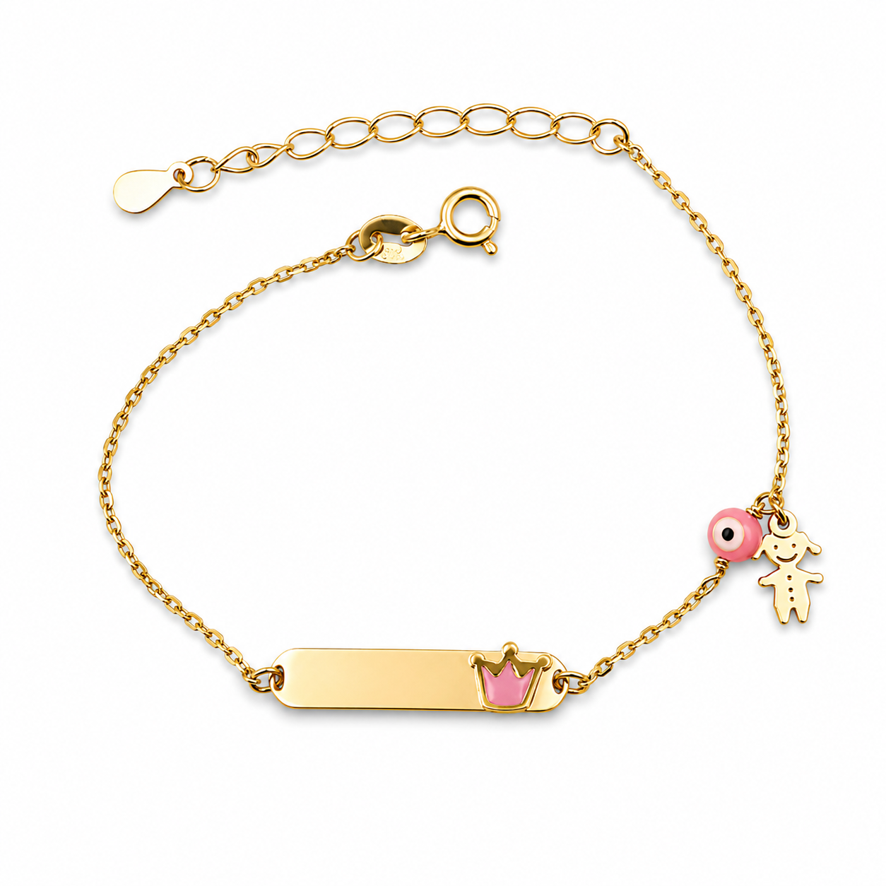 LITTLE CROWN GIRL ID — ΠΑΙΔΙΚΗ ΤΑΥΤΟΤΗΤΑ ΕΠΙΧΡΥΣΗ ΣΤΕΜΜΑ ΡΟΖ ΜΑΤΙ ΚΟΡΙΤΣΑΚΙ