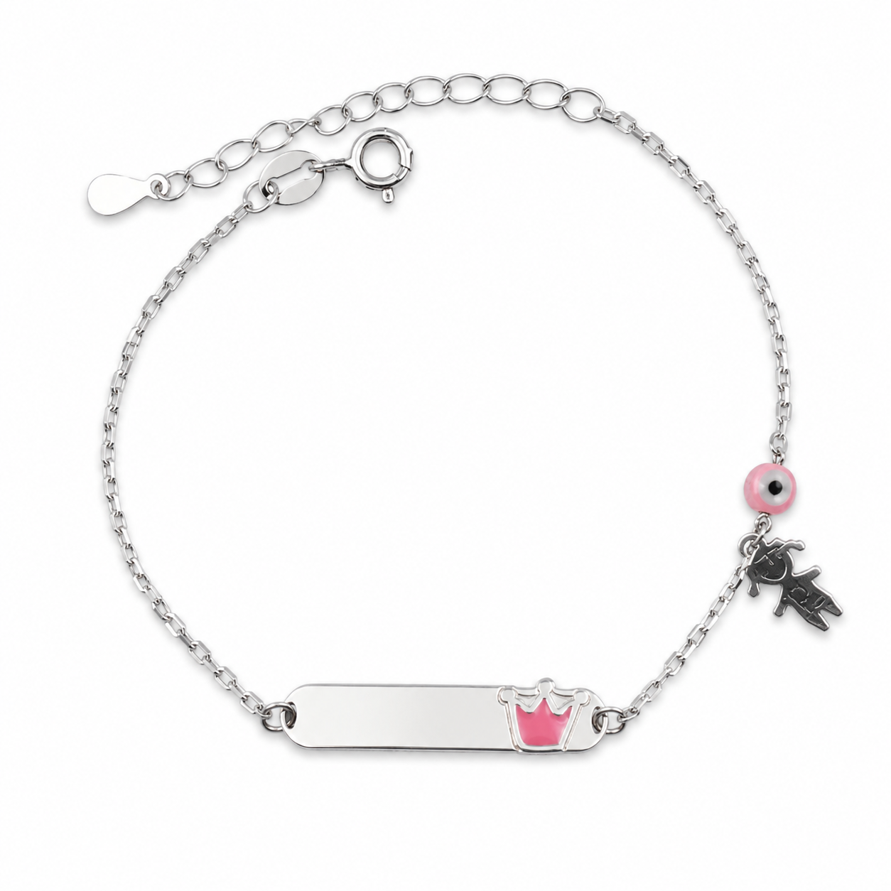 LITTLE CROWN GIRL ID — ΠΑΙΔΙΚΗ ΤΑΥΤΟΤΗΤΑ ΑΣΗΜΙ 925 ΣΤΕΜΜΑ ΡΟΖ ΜΑΤΙ ΚΟΡΙΤΣΑΚΙ
