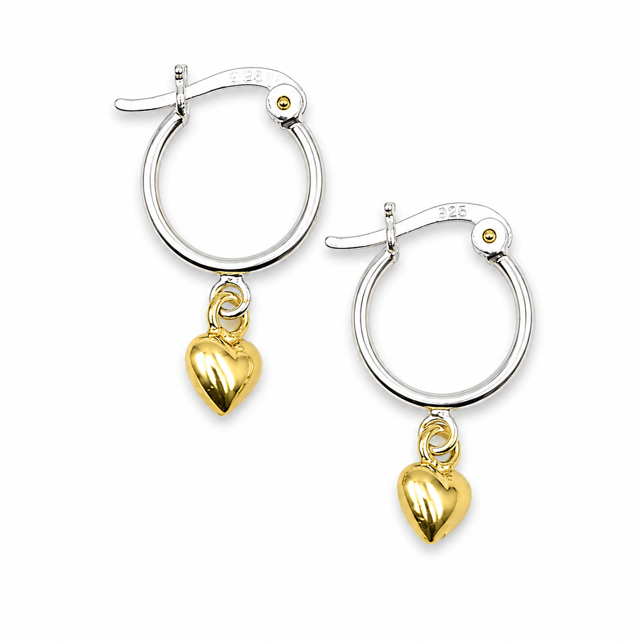 SOLID HEART HOOPS — ΣΚΟΥΛΑΡΙΚΙΑ ΚΡΙΚΟΙ ΑΣΗΜΙ 925 ΕΠΙΧΡΥΣΗ ΚΑΡΔΙΑ