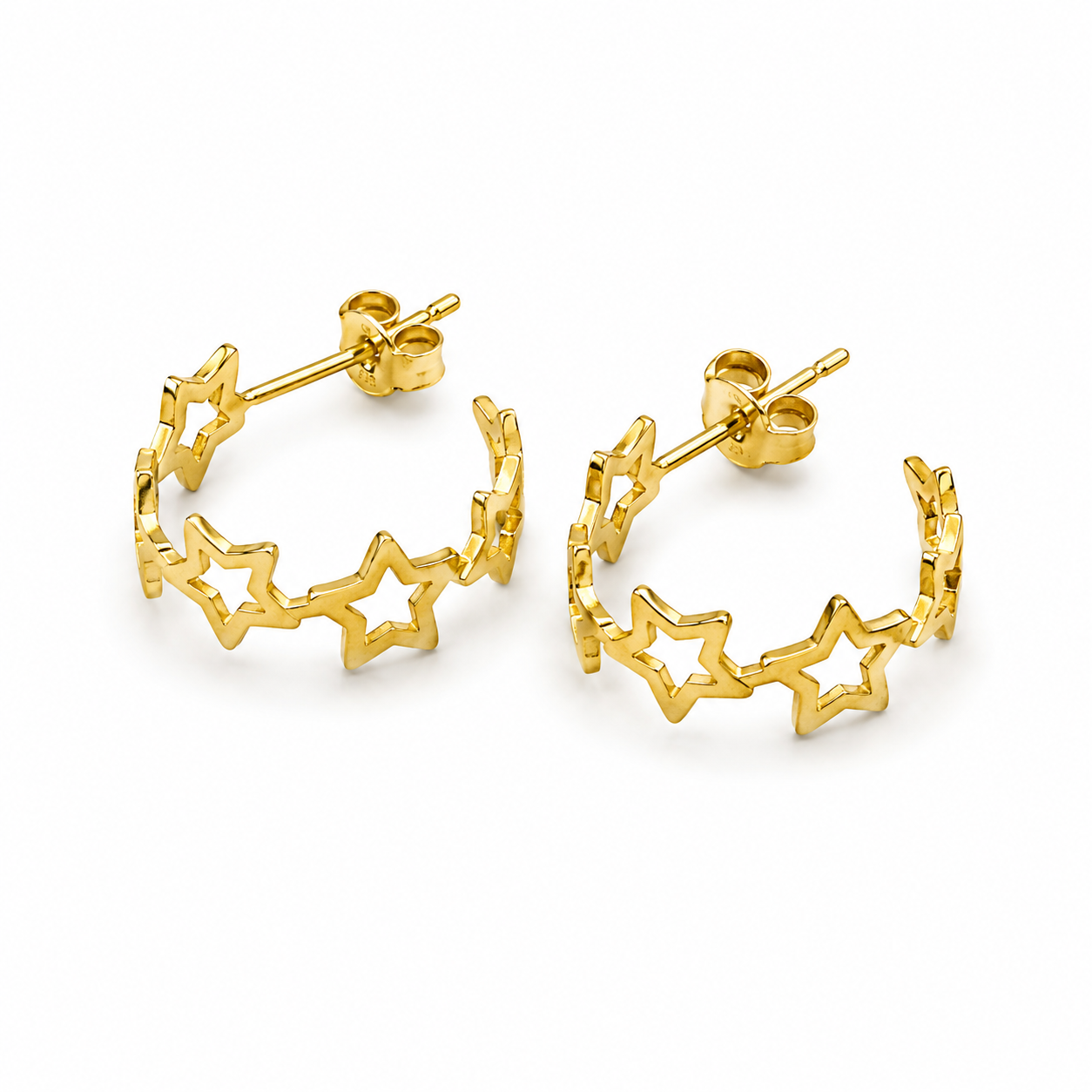 STARRY ROW HOOPS — ΣΚΟΥΛΑΡΙΚΙΑ ΗΜΙΚΡΙΚΟΙ ΑΣΗΜΙ 925 ΕΠΙΧΡΥΣΑ ΣΕΙΡΑ ΑΣΤΕΡΙΩΝ