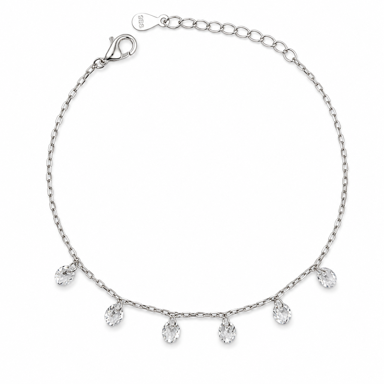 CRYSTAL DROPS — ΒΡΑΧΙΟΛΙ ΑΣΗΜΙ 925 ΡΟΔΙΟ ΚΡΕΜΑΣΤΑ ΖΙΡΓΚΟΝ