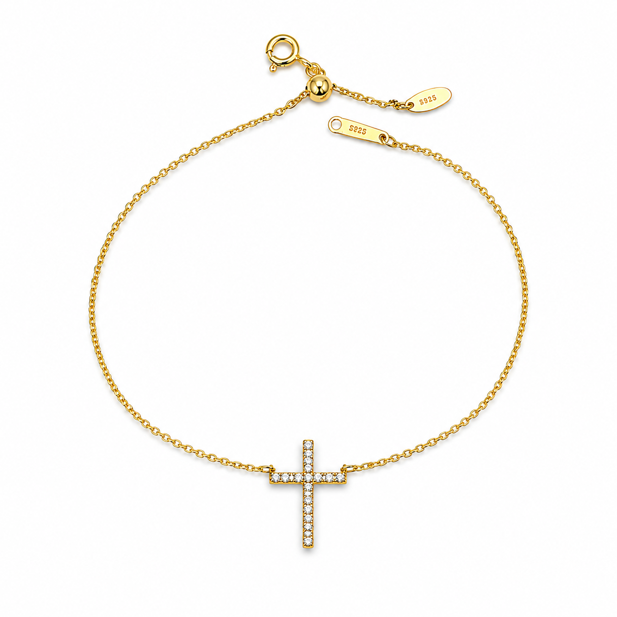 SIDEWAYS CROSS — ΒΡΑΧΙΟΛΙ ΣΤΑΥΡΟΣ ΑΣΗΜΙ 925 ΡΟΔΙΟ ΖΙΡΓΚΟΝ ΕΠΙΧΡΥΣΗ ΑΛΥΣΙΔΑ