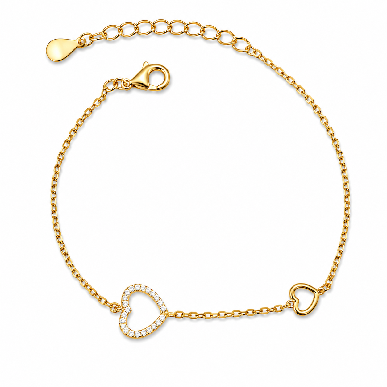 DOUBLE HEART GOLD — ΒΡΑΧΙΟΛΙ ΔΥΟ ΚΑΡΔΙΕΣ ΕΠΙΧΡΥΣΟ 18Κ ΛΕΥΚΑ ΖΙΡΓΚΟΝ