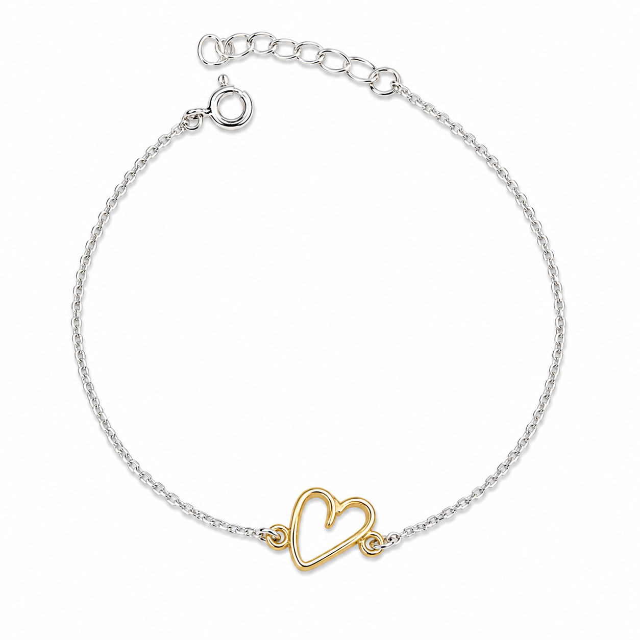 GOLDEN HEART DOODLE — ΒΡΑΧΙΟΛΙ ΚΑΡΔΙΑ ΕΠΙΧΡΥΣΟ 18Κ ΑΣΗΜΙ 925