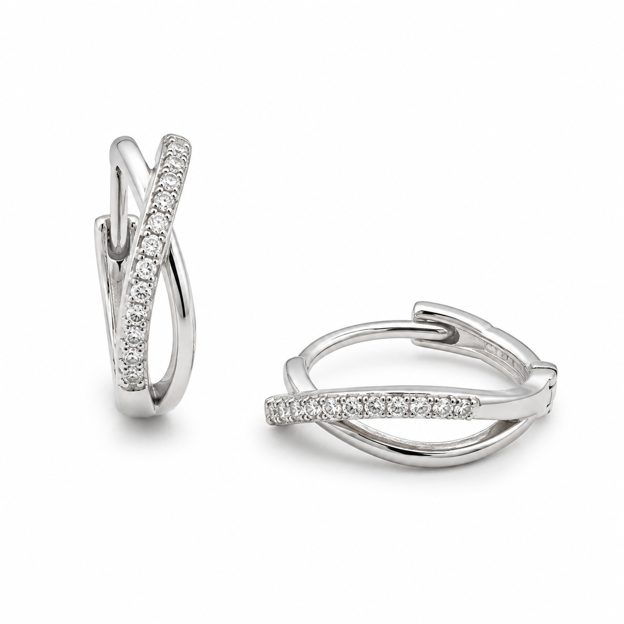 INFINITY TWIST — ΣΚΟΥΛΑΡΙΚΙΑ ΚΡΙΚΟΙ ΑΣΗΜΙ 925 ΔΙΑΣΤΑΥΡΟΥΜΕΝΑ ΜΕ ΖΙΡΚΟΝΙΑ