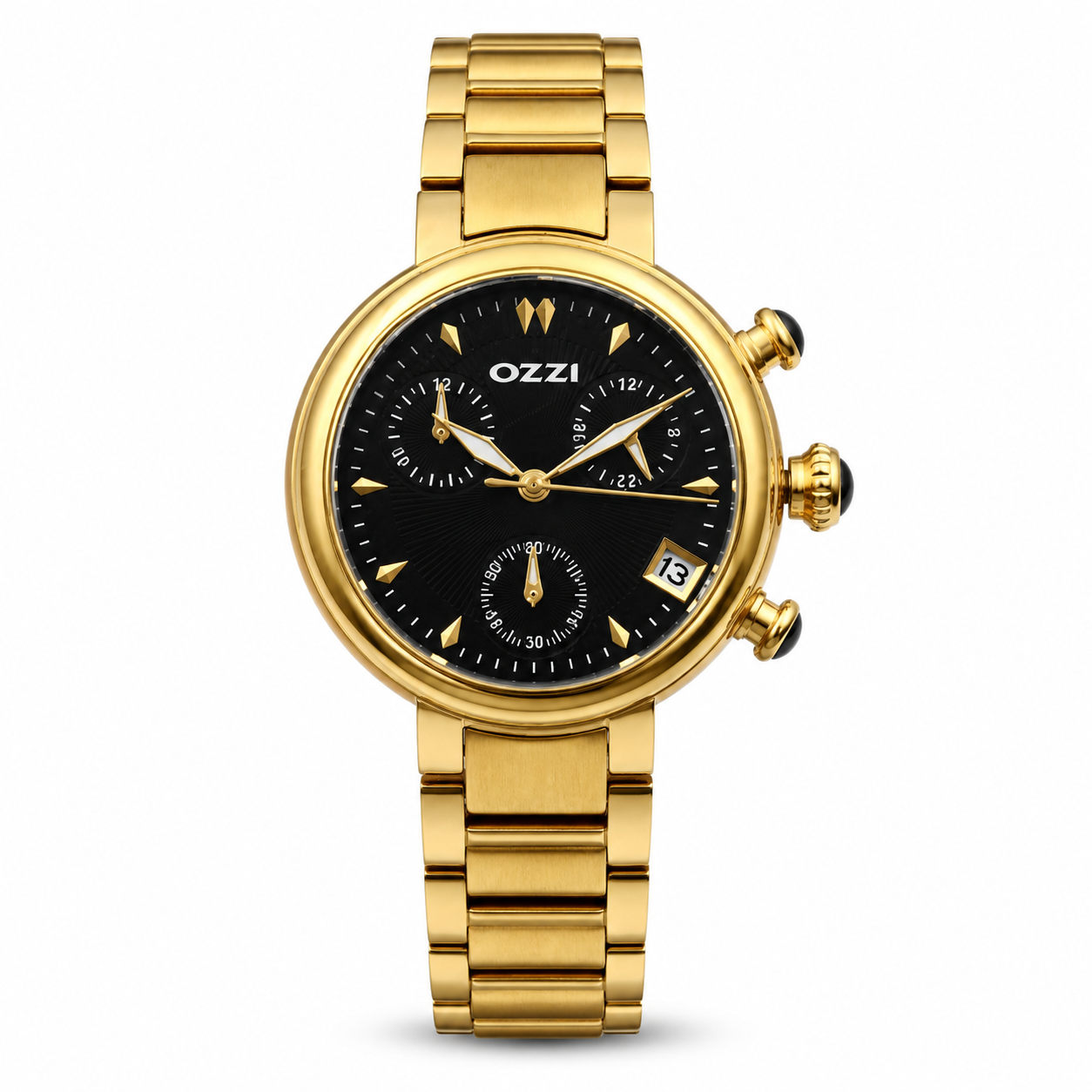 GOLDEN CHRONOGRAPH — ΡΟΛΟΪ ΓΥΝΑΙΚΕΙΟ ΕΠΙΧΡΥΣΟ ΑΤΣΑΛΙ ΜΑΥΡΟ ΚΑΝΤΡΑΝ ΧΡΟΝΟΓΡΑΦΟΣ