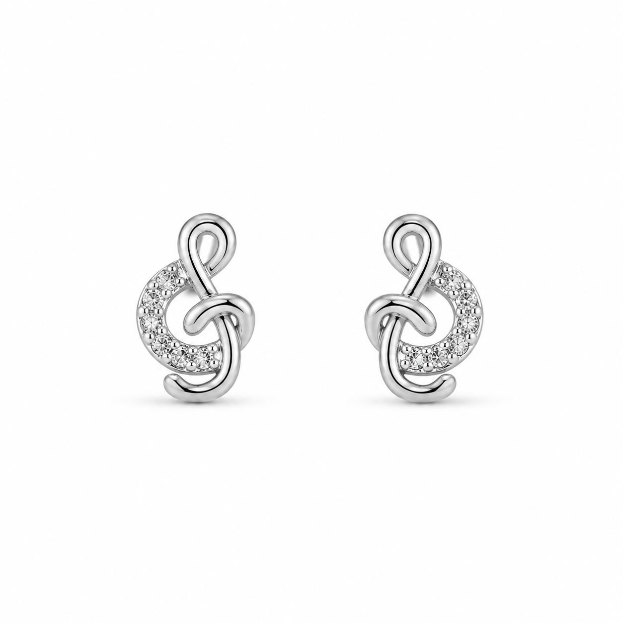 TREBLE CLEF STUDS — ΣΚΟΥΛΑΡΙΚΙΑ ΚΑΡΦΩΤΑ ΑΣΗΜΙ 925 ΚΛΕΙΔΙ ΤΟΥ ΣΟΛ ΜΕ ΛΕΥΚΑ ΖΙΡΓΚΟΝ