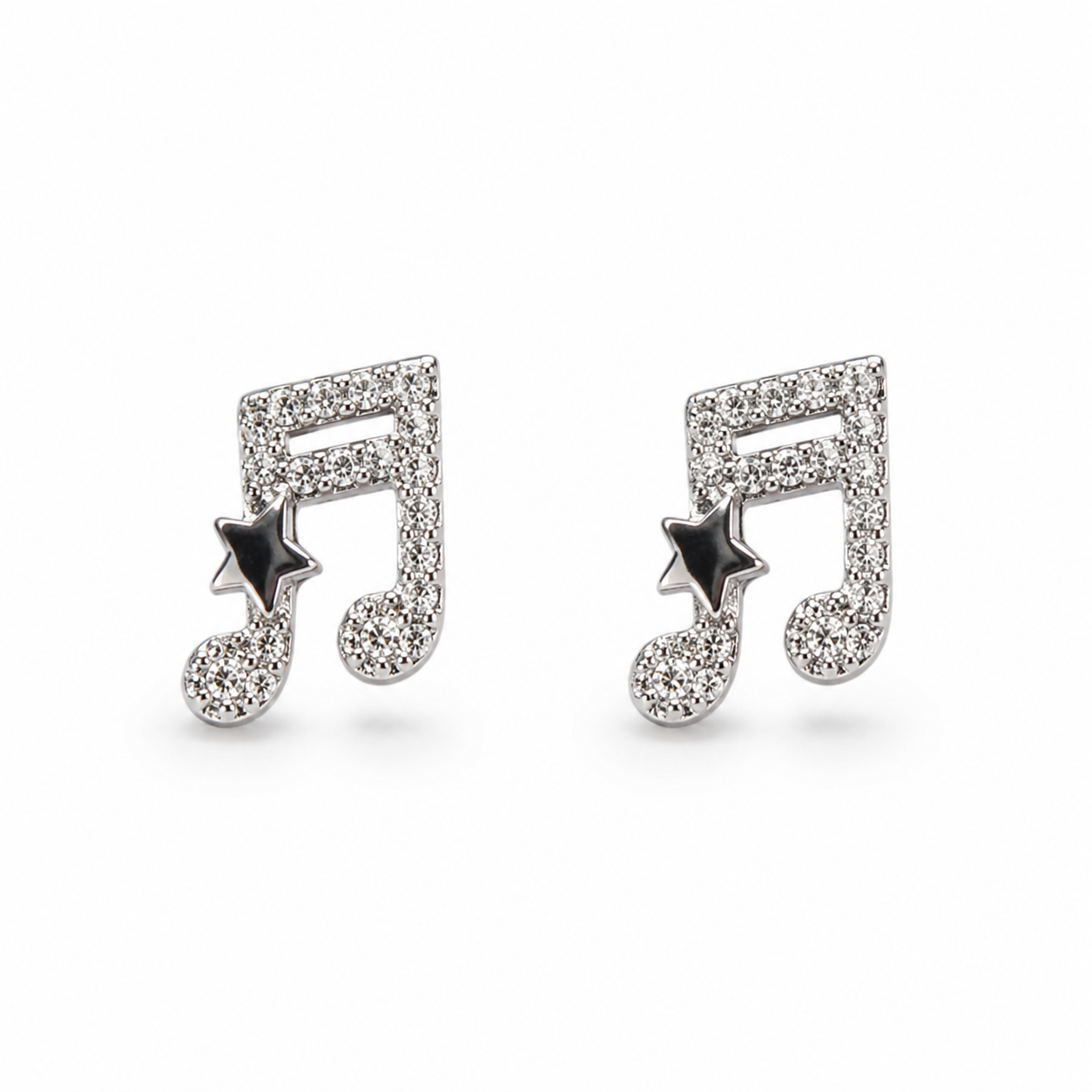 MUSIC NOTE STUDS — ΠΑΙΔΙΚΑ ΣΚΟΥΛΑΡΙΚΙΑ ΚΑΡΦΩΤΑ ΑΣΗΜΙ 925 ΜΟΥΣΙΚΗ ΝΟΤΑ ΜΕ ΛΕΥΚΑ ΖΙΡΓΚΟΝ