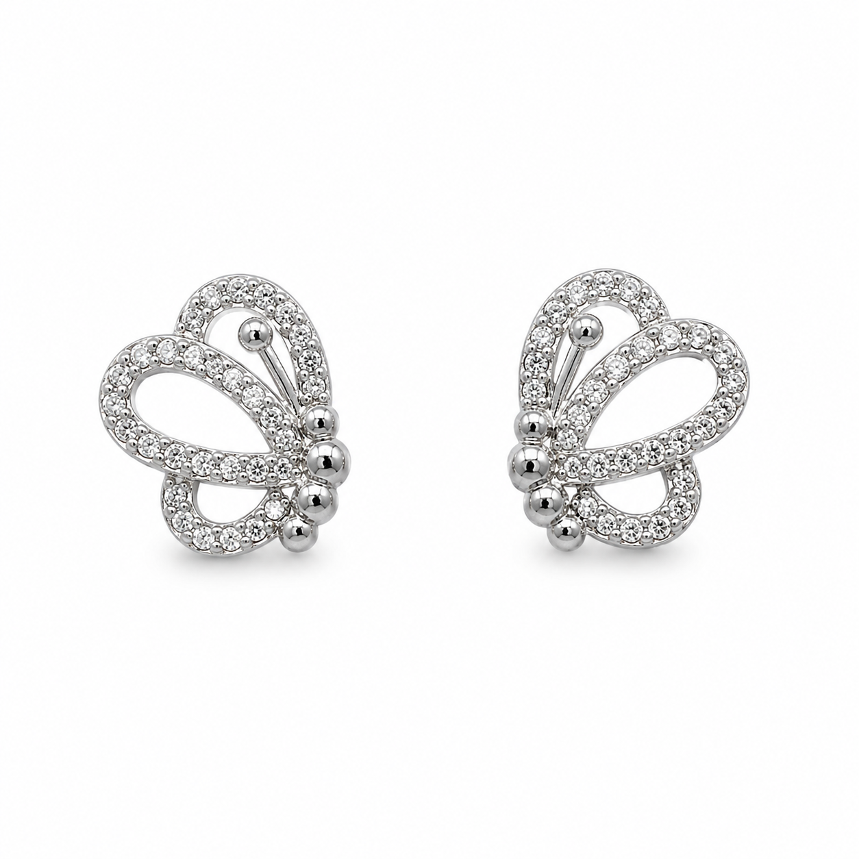UTLINE BUTTERFLY STUDS — ΠΑΙΔΙΚΑ ΣΚΟΥΛΑΡΙΚΙΑ ΚΑΡΦΩΤΑ ΑΣΗΜΙ 925 ΑΝΟΙΧΤΗ ΠΕΤΑΛΟΥΔΑ ΜΕ ΛΕΥΚΑ ΖΙΡΓΚΟΝ