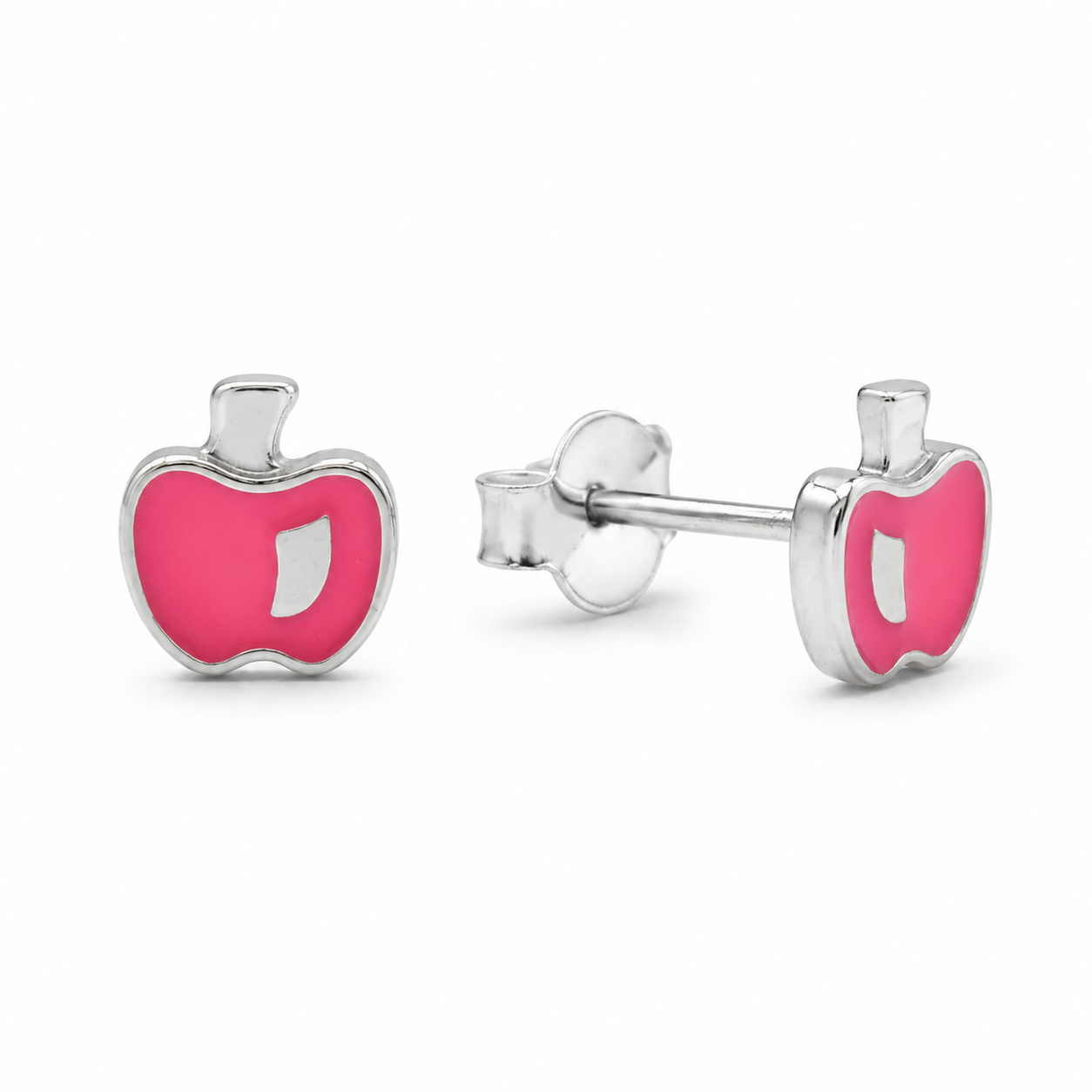 LITTLE APPLE STUDS — ΠΑΙΔΙΚΑ ΣΚΟΥΛΑΡΙΚΙΑ ΚΑΡΦΩΤΑ ΑΣΗΜΙ 925 ΜΗΛΟ ΡΟΖ ΣΜΑΛΤΟ
