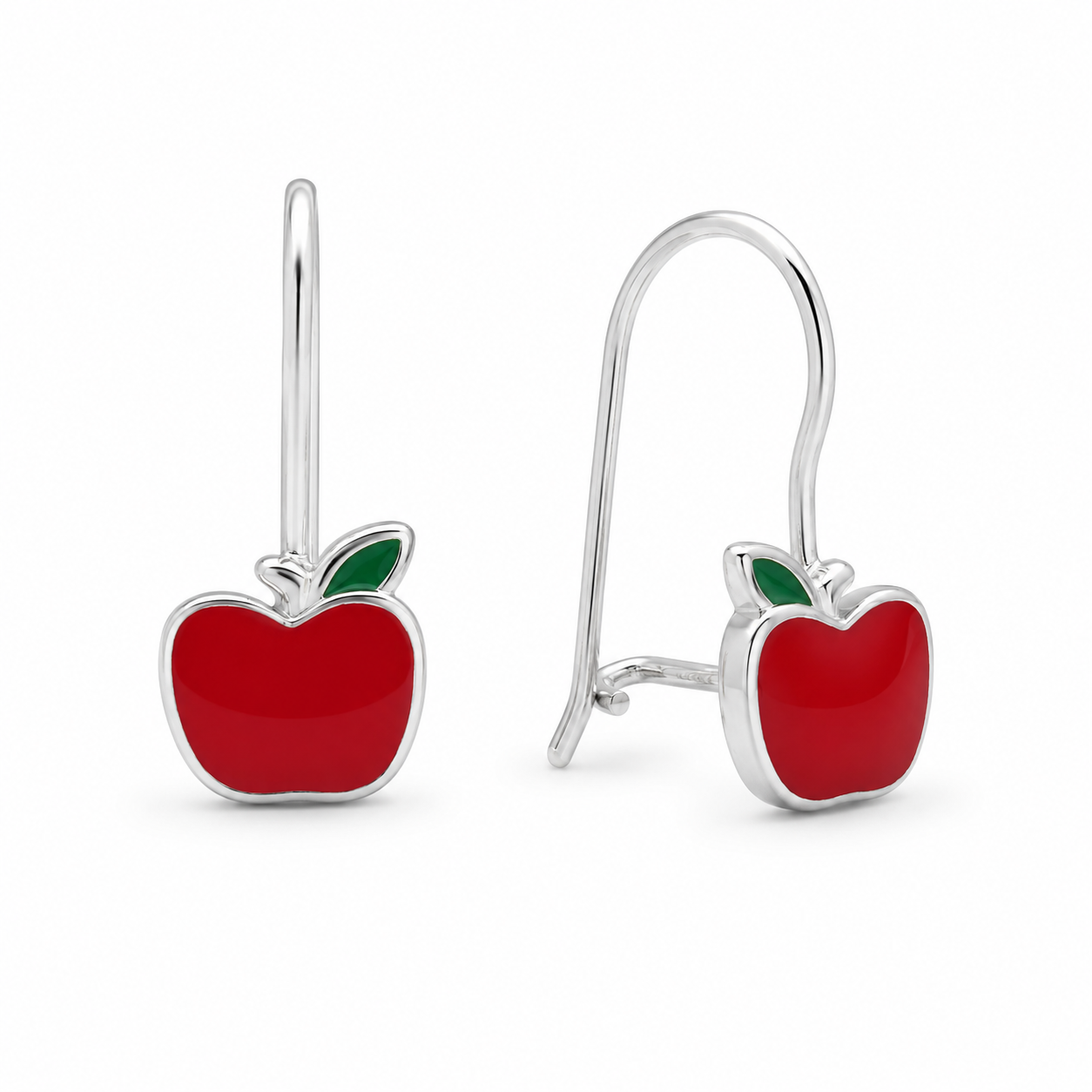 RED APPLE DROPS — ΠΑΙΔΙΚΑ ΣΚΟΥΛΑΡΙΚΙΑ ΚΡΕΜΑΣΤΑ ΑΣΗΜΙ 925 ΜΗΛΟ ΚΟΚΚΙΝΟ ΣΜΑΛΤΟ