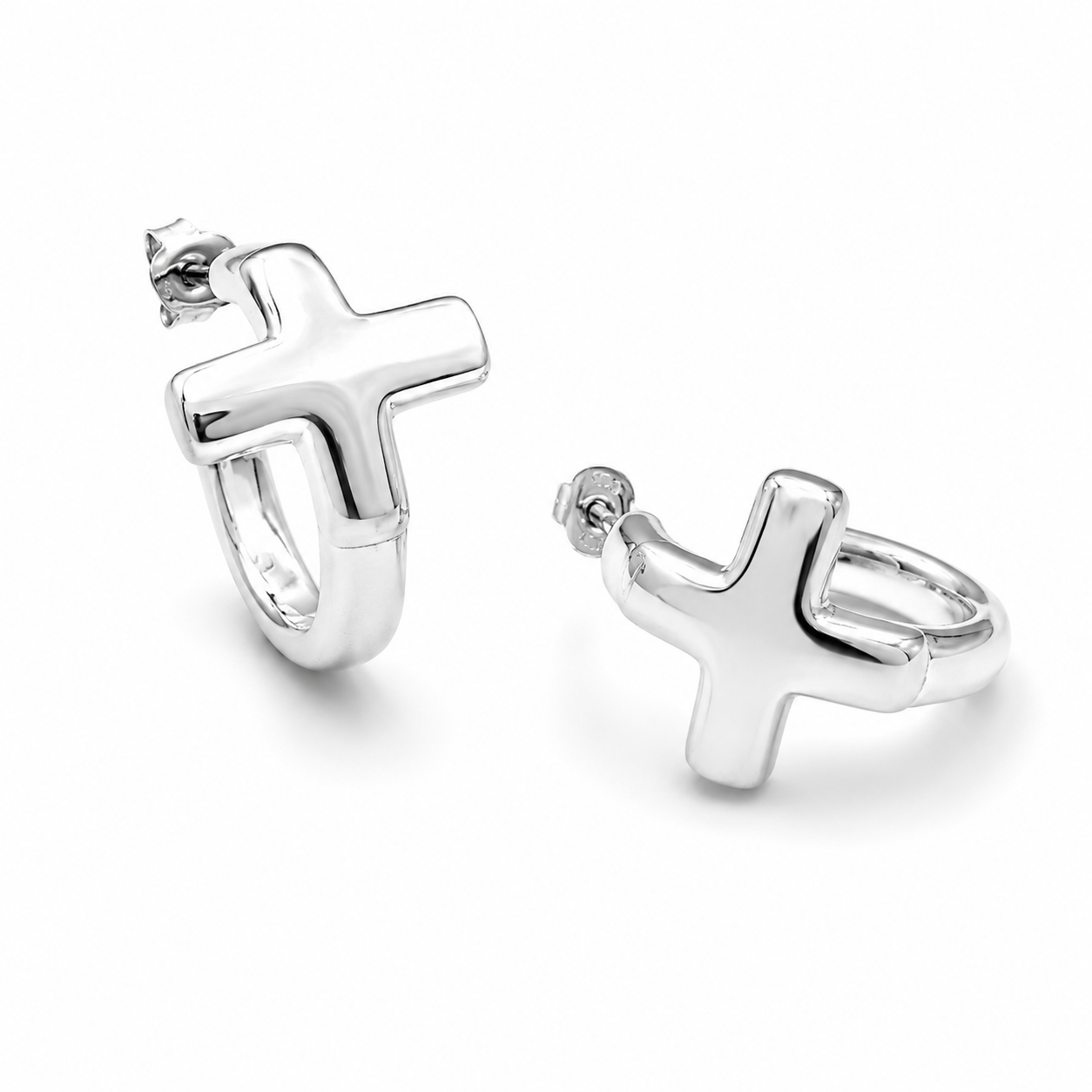 SCULPTED CROSS CLIMBERS — ΣΚΟΥΛΑΡΙΚΙΑ ΑΣΗΜΙ 925 ELECTROFORMING ΣΧΗΜΑ ΣΤΑΥΡΟΥ