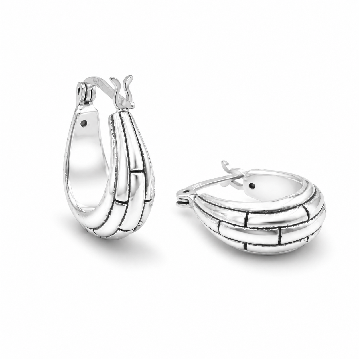 SEGMENTED VOLUME HOOPS — ΣΚΟΥΛΑΡΙΚΙΑ ΚΡΙΚΟΙ ΑΣΗΜΙ 925 ELECTROFORMING ΡΑΒΔΩΤΟ ΣΧΕΔΙΟ