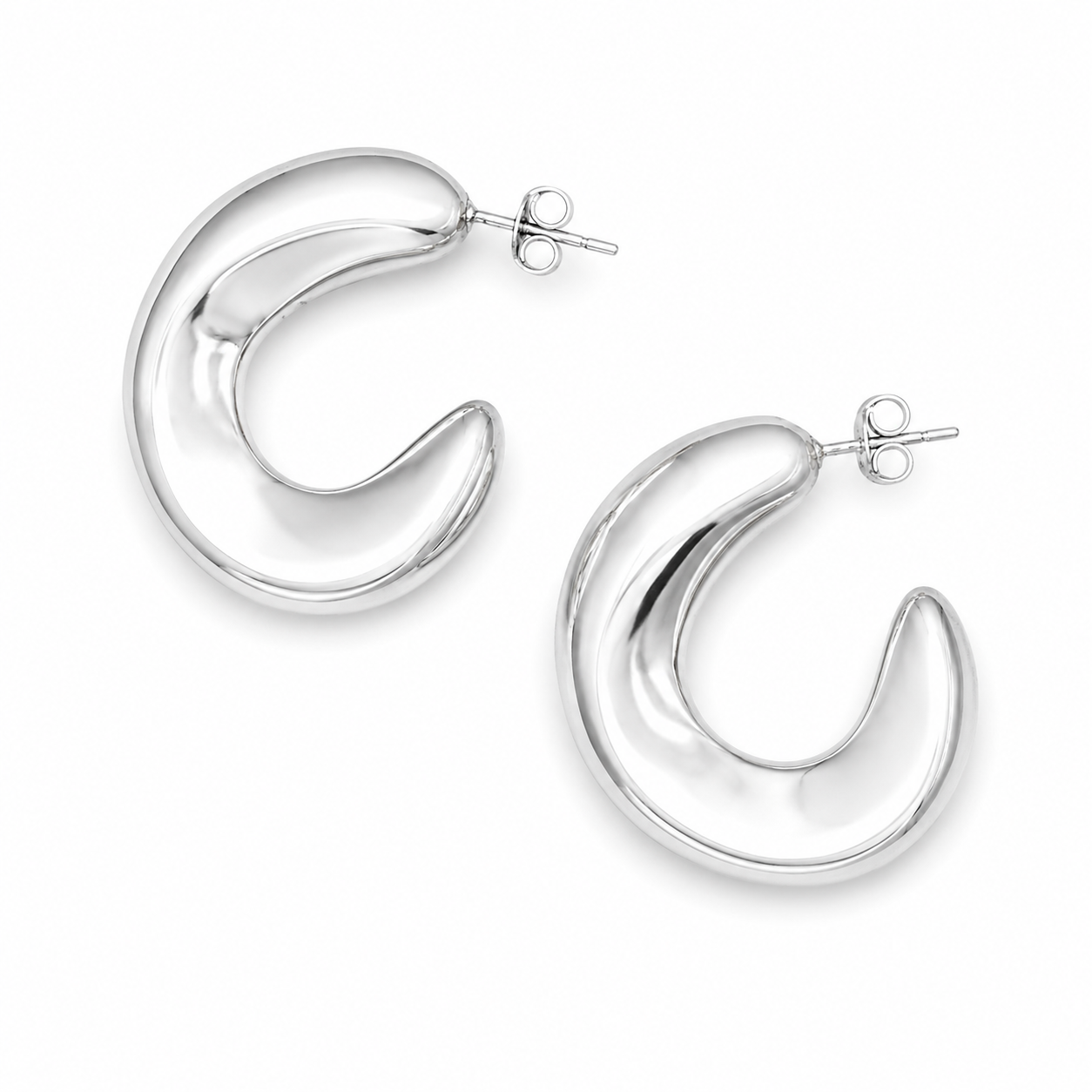 SCULPTED VOLUME HOOPS — ΣΚΟΥΛΑΡΙΚΙΑ ΑΣΗΜΙ 925 ELECTROFORMING ΟΓΚΩΔΕΣ ΣΧΗΜΑ