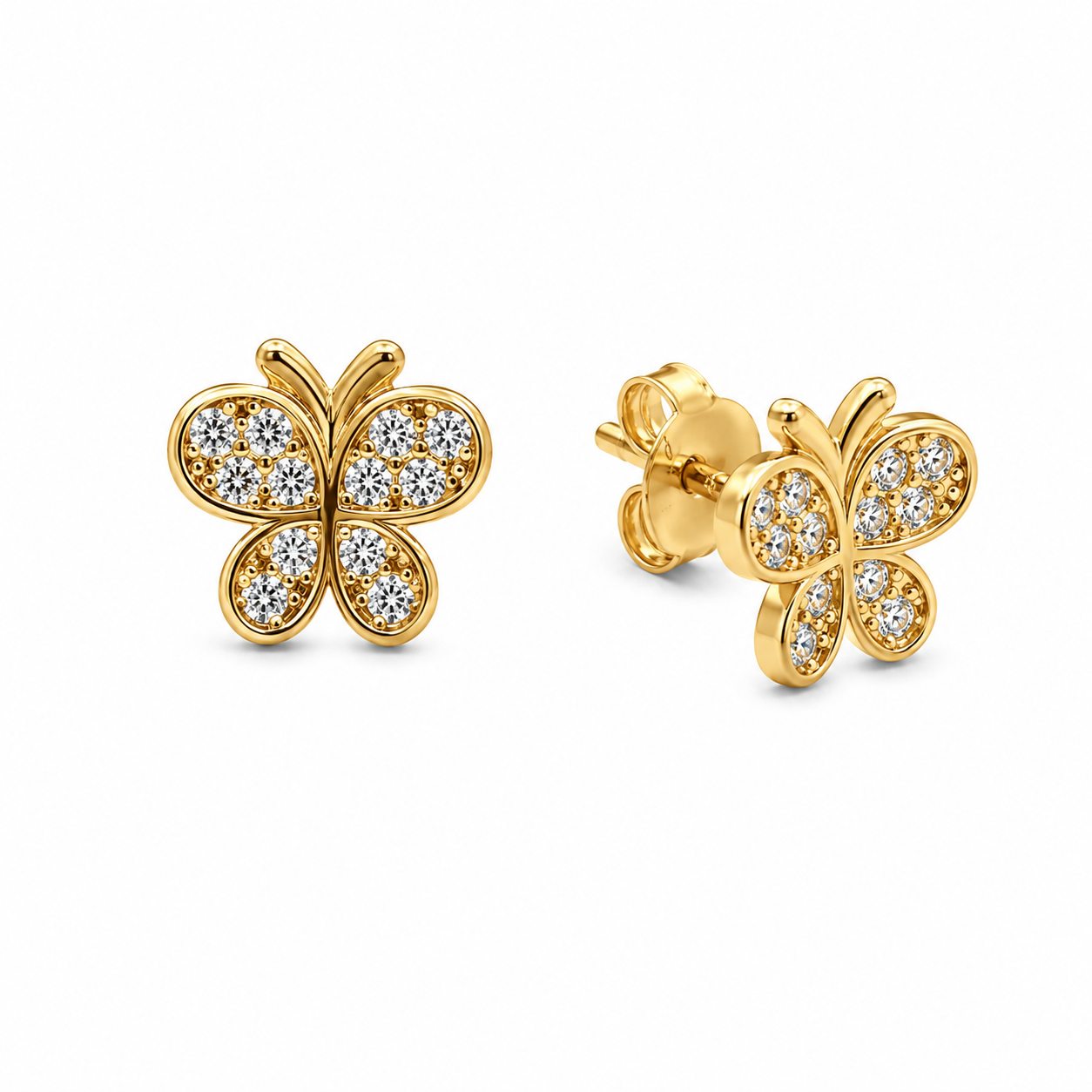 GOLDEN BUTTERFLY STUDS — ΣΚΟΥΛΑΡΙΚΙΑ ΚΑΡΦΩΤΑ ΑΣΗΜΙ 925 ΕΠΙΧΡΥΣΑ ΠΕΤΑΛΟΥΔΑ ΜΕ ΛΕΥΚΑ ΖΙΡΓΚΟΝ
