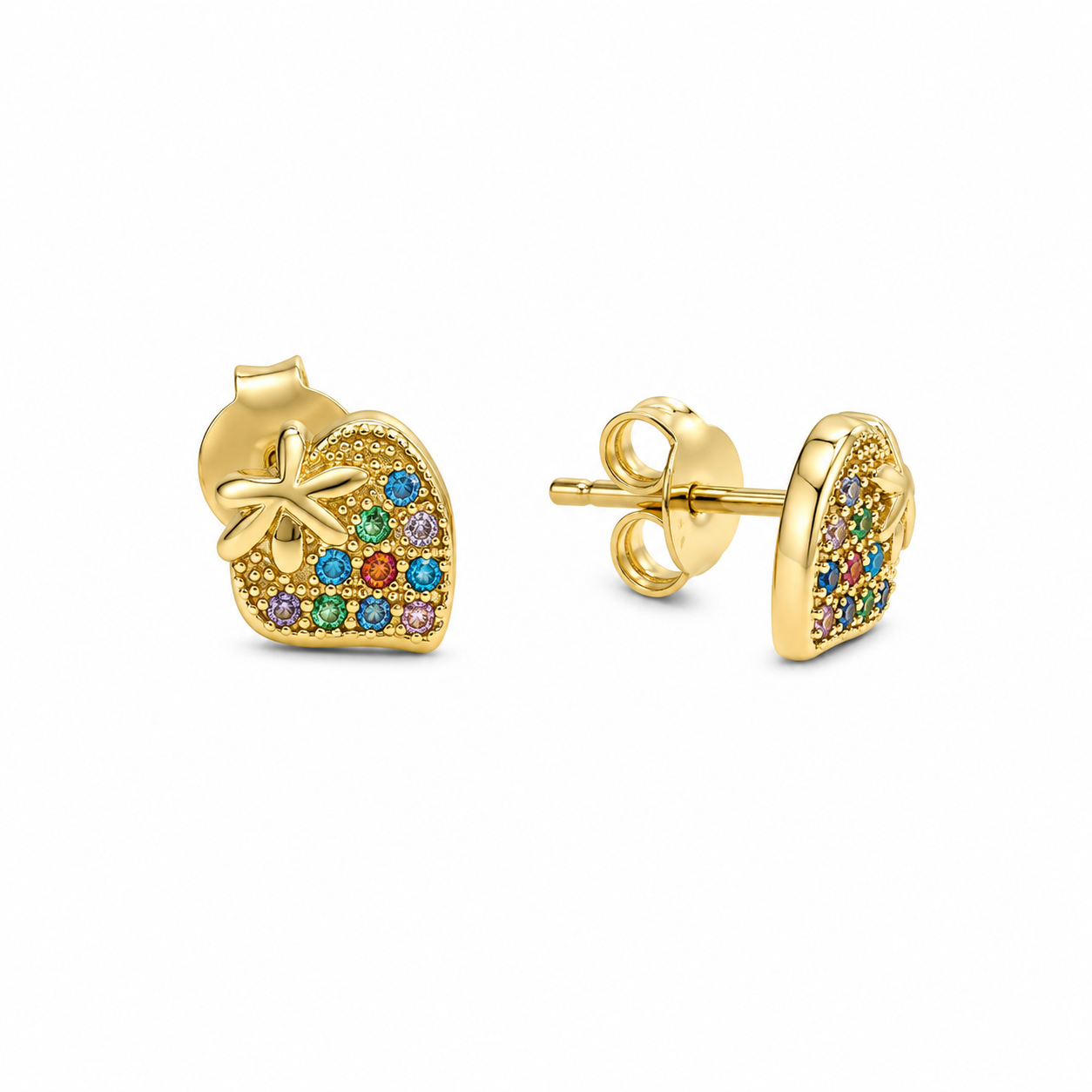 CONFETTI HEART STUDS — ΣΚΟΥΛΑΡΙΚΙΑ ΚΑΡΦΩΤΑ ΑΣΗΜΙ 925 ΕΠΙΧΡΥΣΗ ΚΑΡΔΙΑ ΜΕ ΠΟΛΥΧΡΩΜΑ ΖΙΡΓΚΟΝ