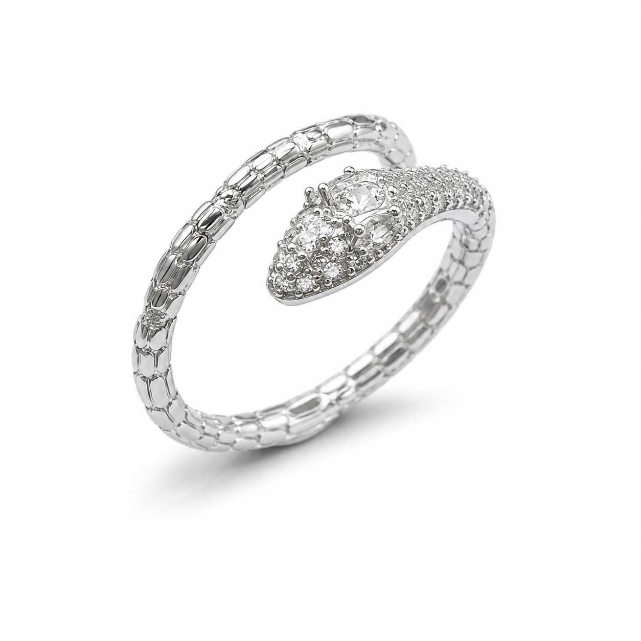 SNAKE WRAP RING — ΔΑΧΤΥΛΙΔΙ ΑΣΗΜΙ 925 ΜΕ ΖΙΡΓΚΟΝ ΚΑΙ ΣΧΕΔΙΟ ΦΙΔΙ