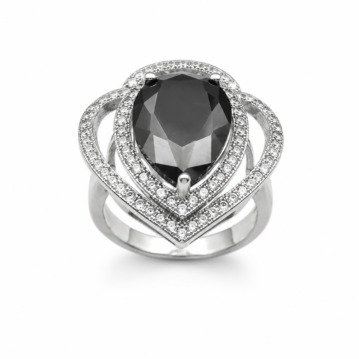 BLACK ONYX CROWN RING — ΔΑΧΤΥΛΙΔΙ ΑΣΗΜΙ 925 ΜΕ ΜΑΥΡΟ ΟΝΥΧΑ ΚΑΙ ΖΙΡΓΚΟΝ