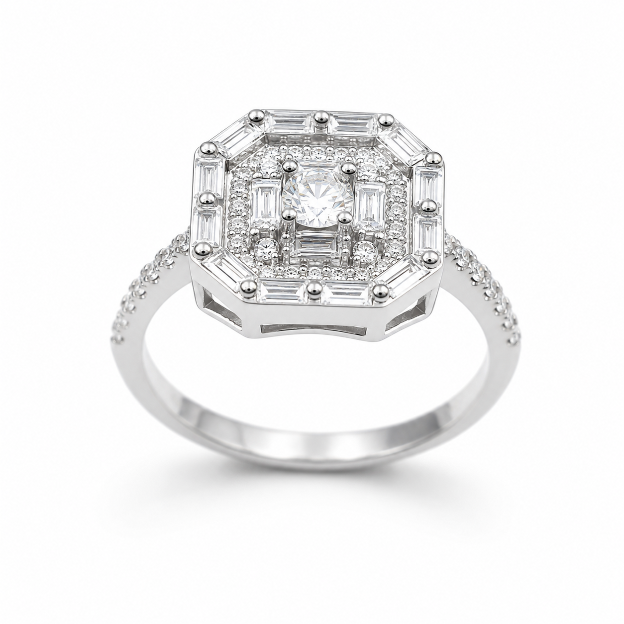 ART DECO OCTAGON RING — ΔΑΧΤΥΛΙΔΙ ΑΣΗΜΙ 925 ΜΕ ΖΙΡΓΚΟΝ ΣΕ ΟΚΤΑΓΩΝΟ ΣΧΗΜΑ