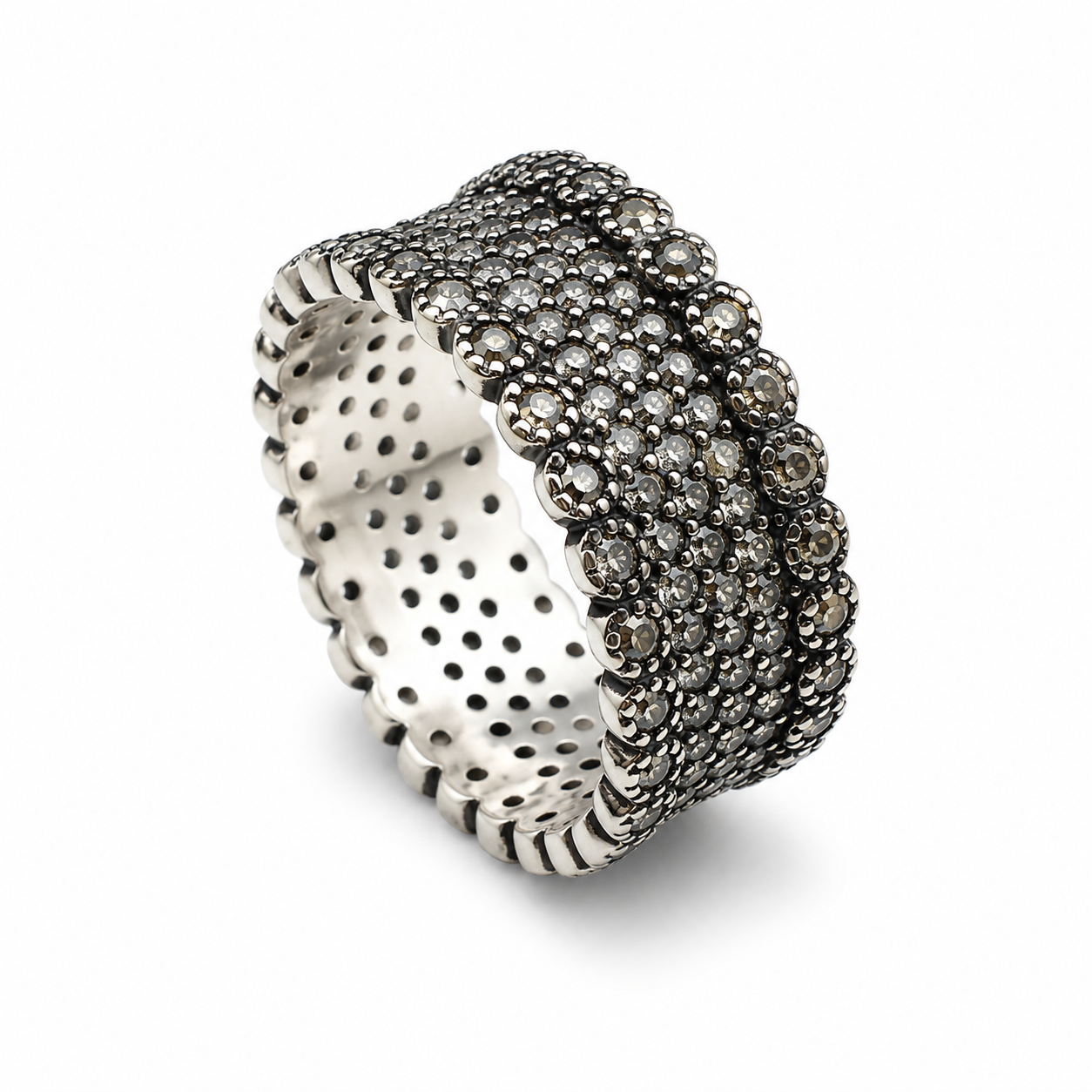 PAVE CURB ETERNITY RING — ΔΑΧΤΥΛΙΔΙ ΑΣΗΜΙ 925 ΑΣΗΜΙ ΧΡΩΜΑ ΜΕ ΖΙΡΓΚΟΝ ΚΑΙ ΣΧΕΔΙΟ ΣΕΙΡΕ