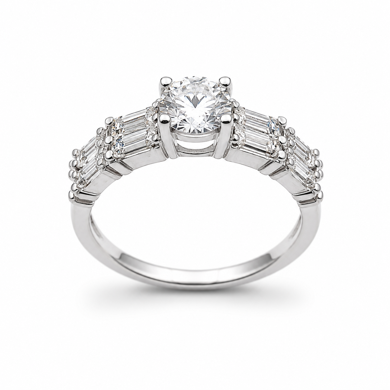 BAGUETTE ACCENT SOLITAIRE RING — ΔΑΧΤΥΛΙΔΙ ΑΣΗΜΙ 925 ΜΕ ΖΙΡΓΚΟΝ ΣΕ ΜΙΚΤΗ ΚΟΠΗ