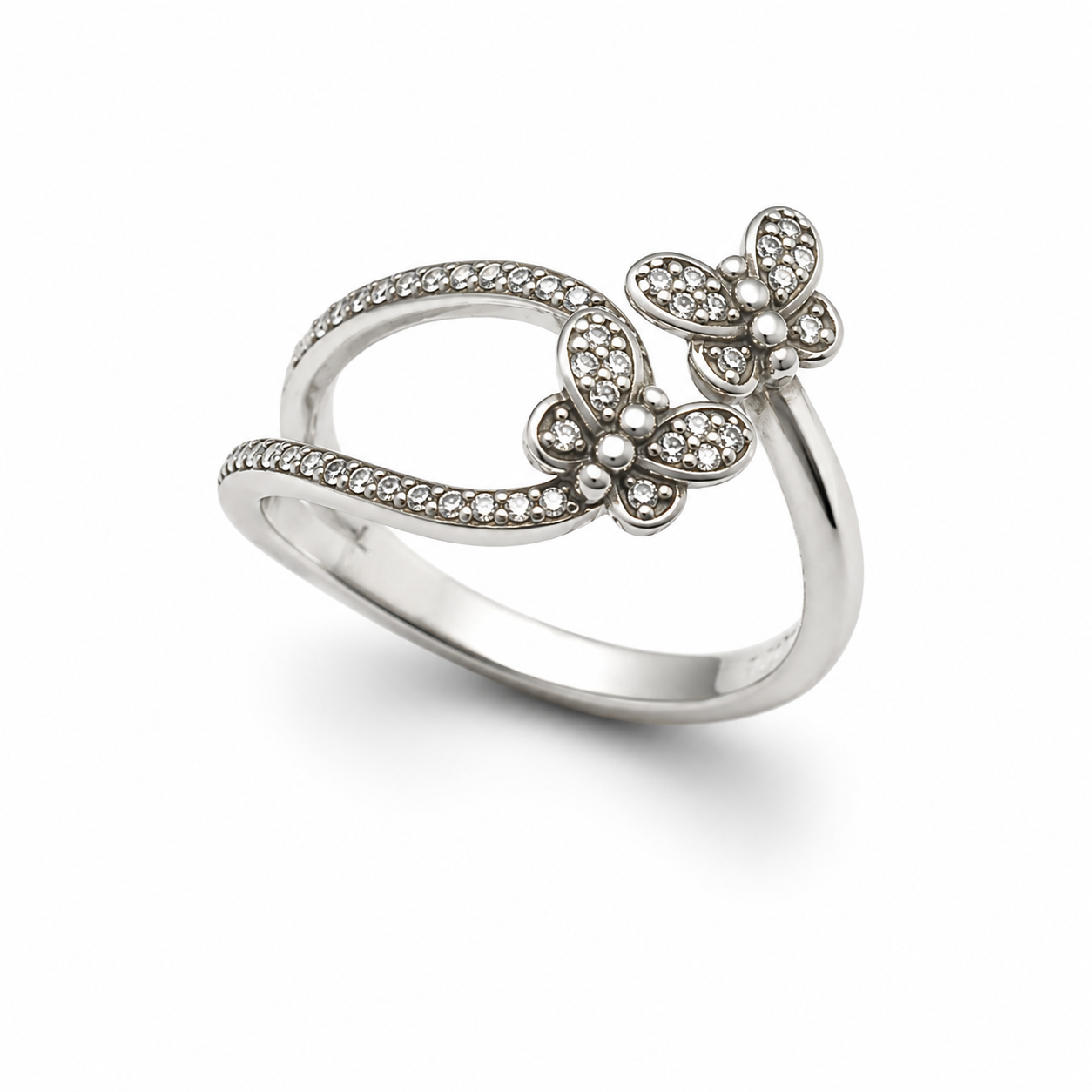 BUTTERFLY DUO RING — ΔΑΧΤΥΛΙΔΙ ΑΣΗΜΙ 925 ΜΕ ΖΙΡΓΚΟΝ ΚΑΙ ΣΧΕΔΙΟ ΠΕΤΑΛΟΥΔΑΣ
