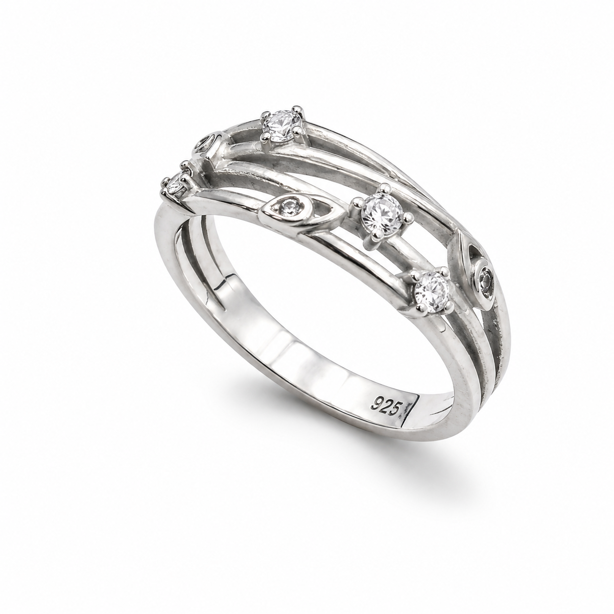 SCATTERED BRANCH RING — ΔΑΧΤΥΛΙΔΙ ΑΣΗΜΙ 925 ΑΣΗΜΙ ΧΡΩΜΑ ΜΕ ΖΙΡΓΚΟΝ ΚΑΙ ΟΡΓΑΝΙΚΟ ΣΧΕΔΙΟ