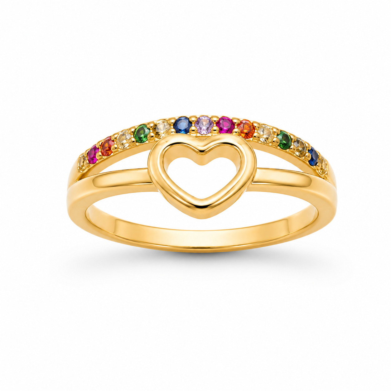 HEART HALO RING — ΔΑΧΤΥΛΙΔΙ ΑΣΗΜΙ 925 ΕΠΙΧΡΥΣΟ ΚΑΡΔΙΑ ΜΕ ΠΟΛΥΧΡΩΜΑ ΖΙΡΓΚΟΝ
