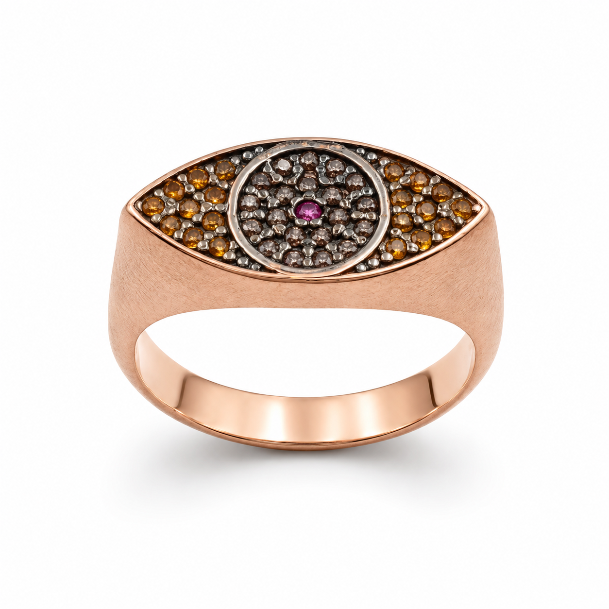 MYSTIC EYE RING — ΔΑΧΤΥΛΙΔΙ ΑΣΗΜΙ 925 ΡΟΖ ΧΡΥΣΟ ΜΑΤΙ ΜΕ ΠΟΛΥΧΡΩΜΑ ΖΙΡΓΚΟΝ