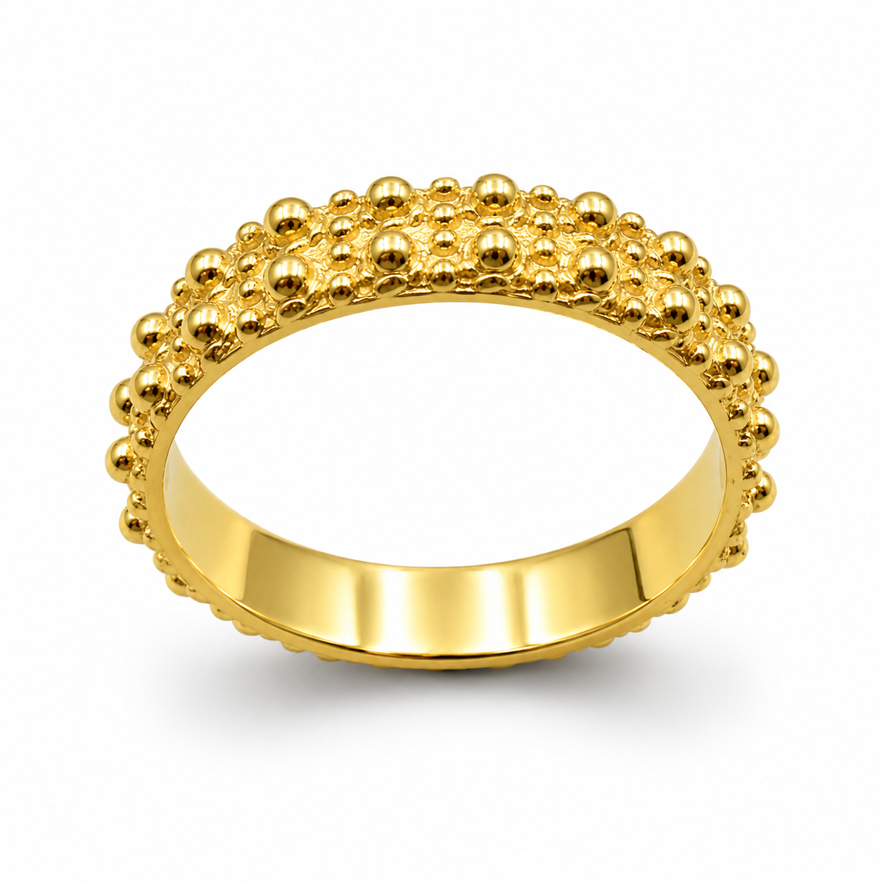GRANULATED DOME RING — ΔΑΧΤΥΛΙΔΙ ΑΣΗΜΙ 925 ΕΠΙΧΡΥΣΟ ΑΝΑΓΛΥΦΕΣ ΜΠΙΛΙΕΣ