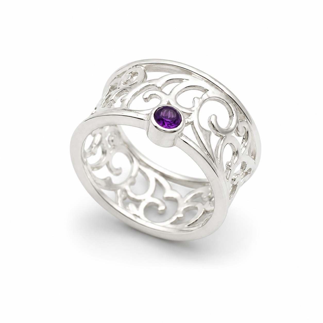 ENCHANTED VINE RING — ΔΑΧΤΥΛΙΔΙ ΑΣΗΜΙ 925 ΦΙΛΙΓΚΡΑΝ ΜΕ ΜΩΒ ΖΙΡΓΚΟΝ