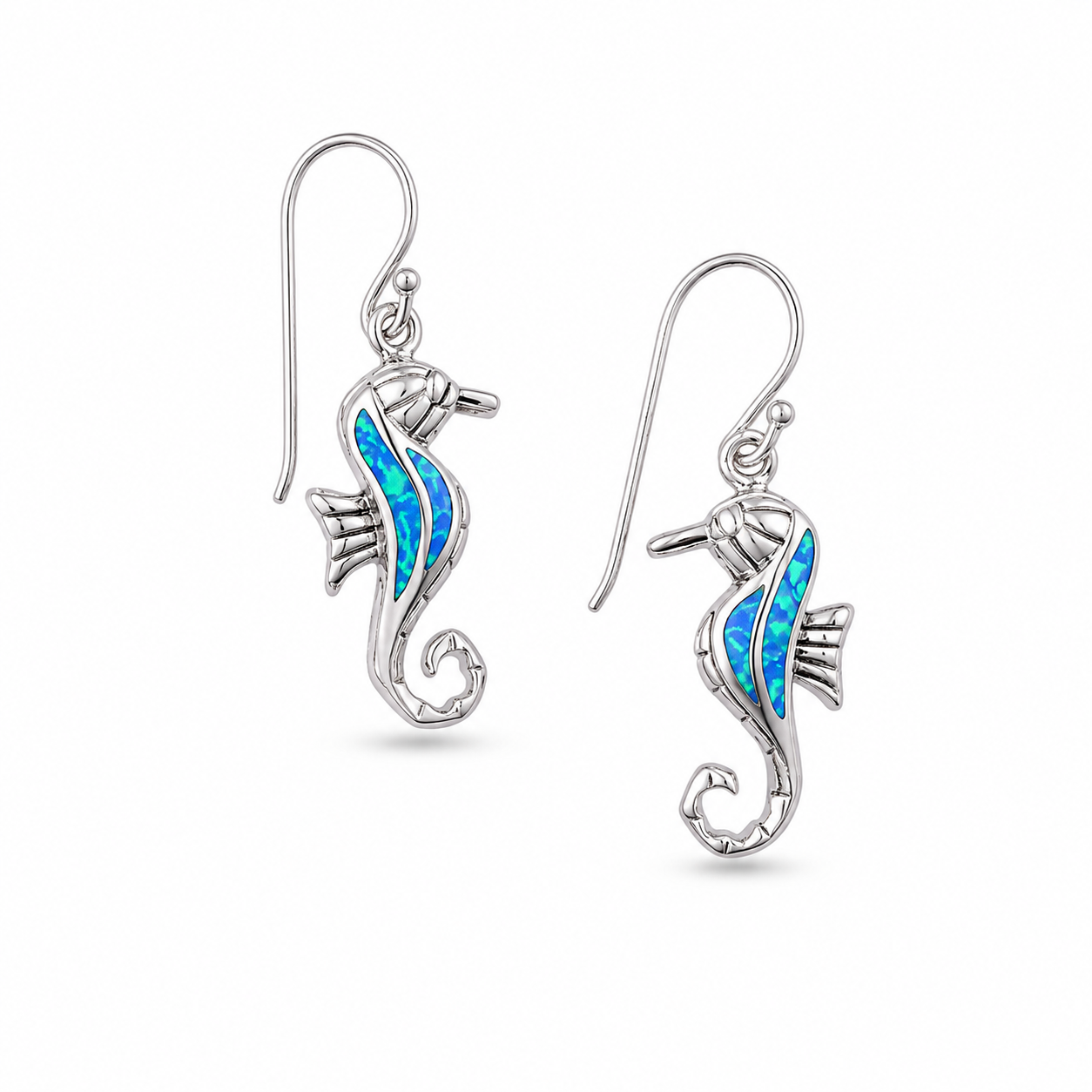 OPAL SEAHORSE EARRINGS — ΣΚΟΥΛΑΡΙΚΙΑ ΑΣΗΜΙ 925 ΙΠΠΟΚΑΜΠΟΣ ΜΕ ΦΥΣΙΚΟ ΟΠΑΛΙΟ